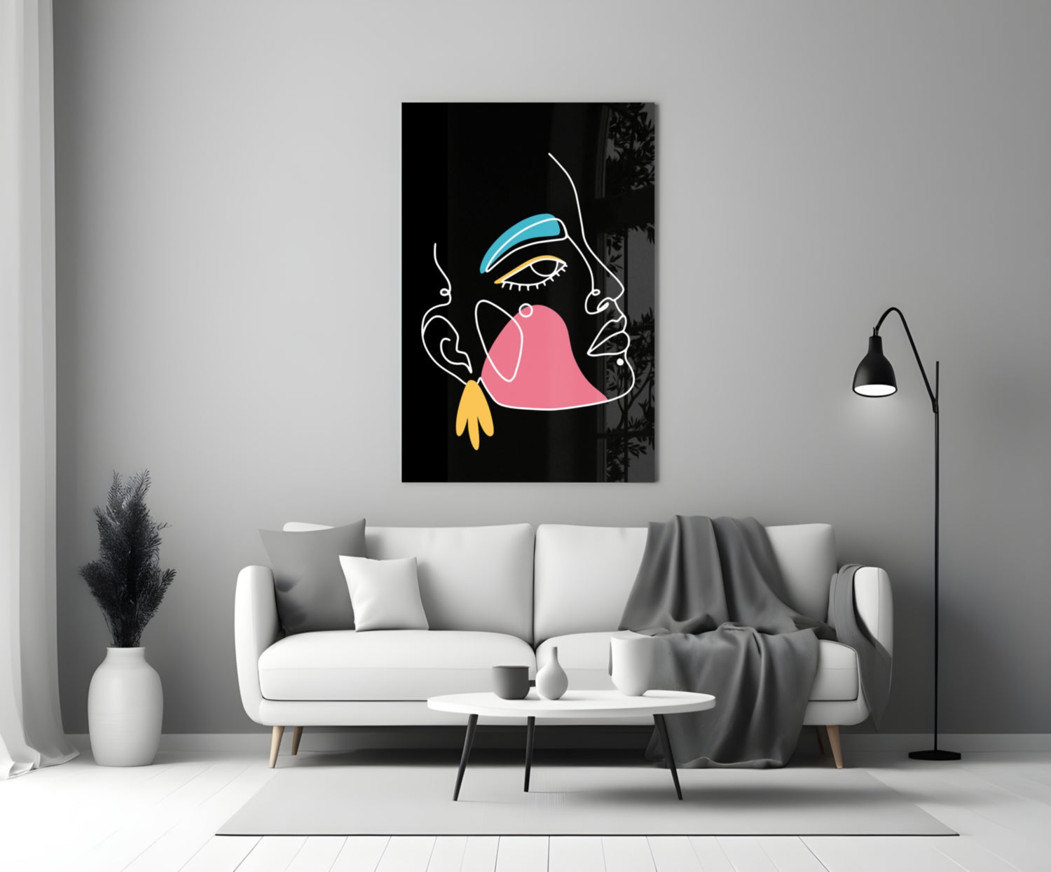 Abstract Colorful Portrait Glass Wall Art.