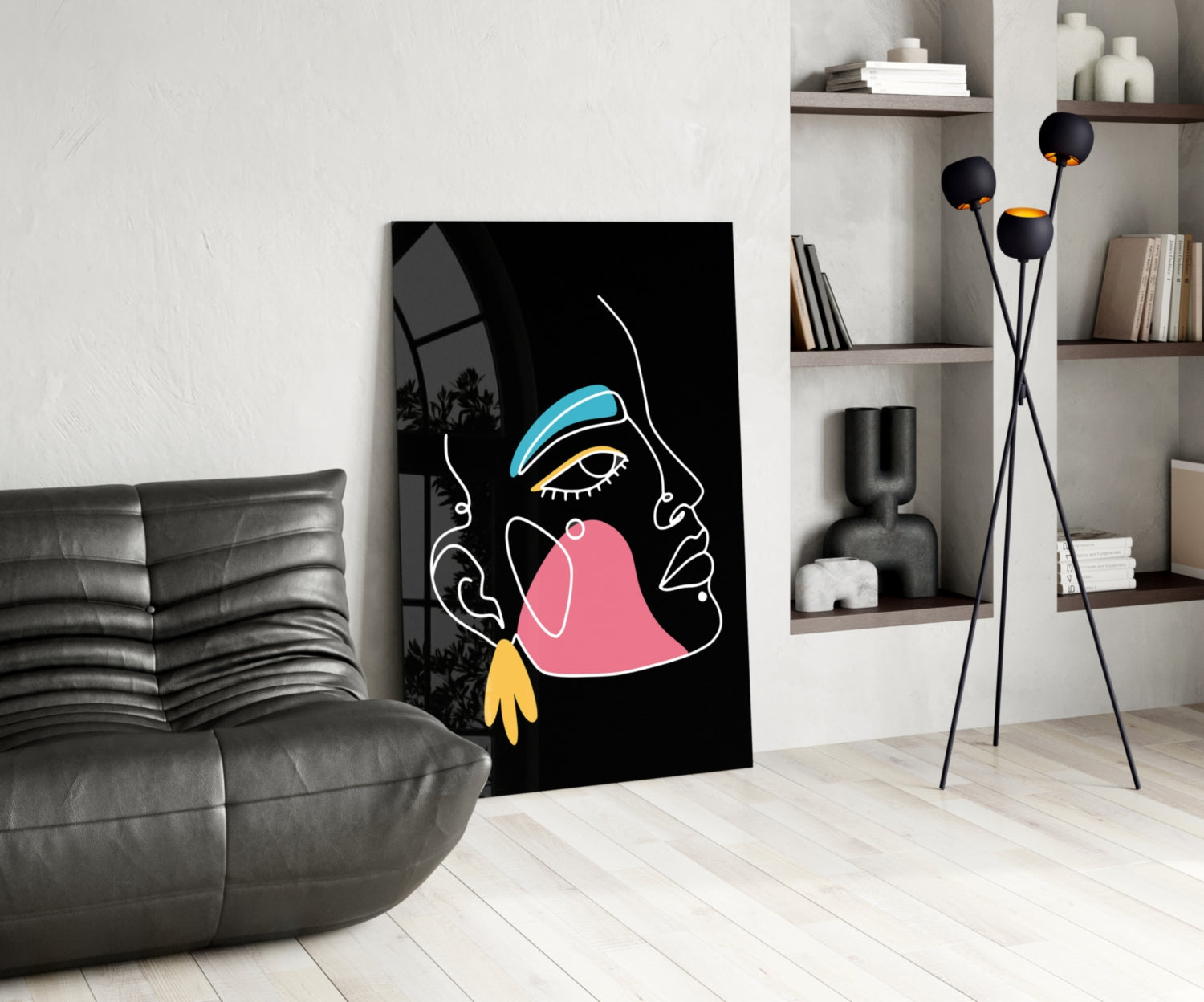 Abstract Colorful Portrait Glass Wall Art.