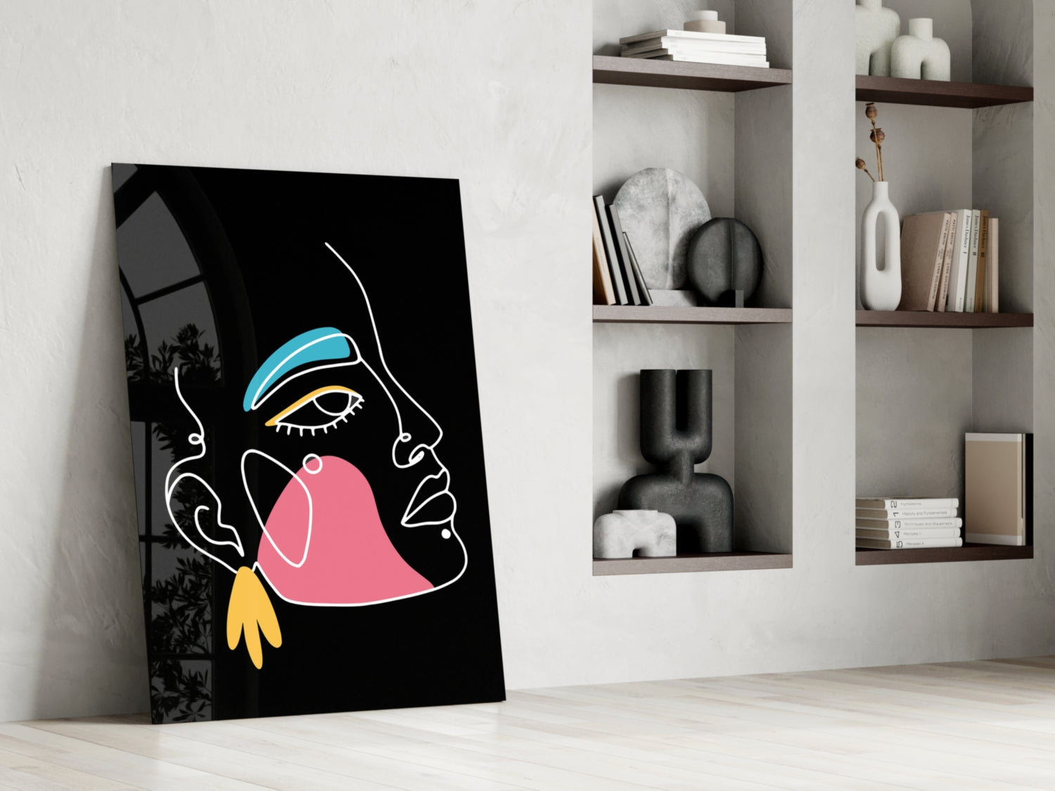 Abstract Colorful Portrait Glass Wall Art.