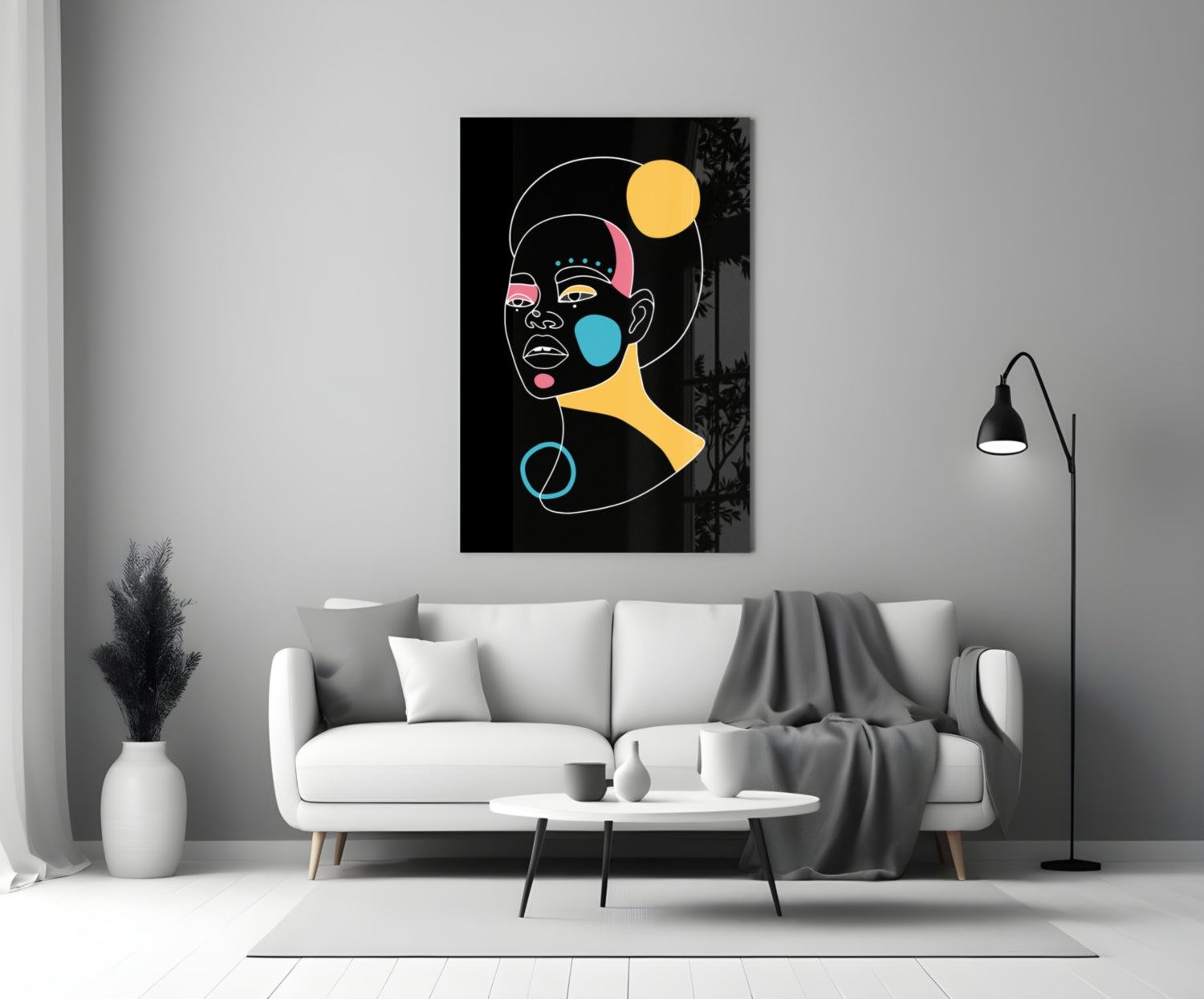 Abstract Colorful Portrait Glass Wall Art.