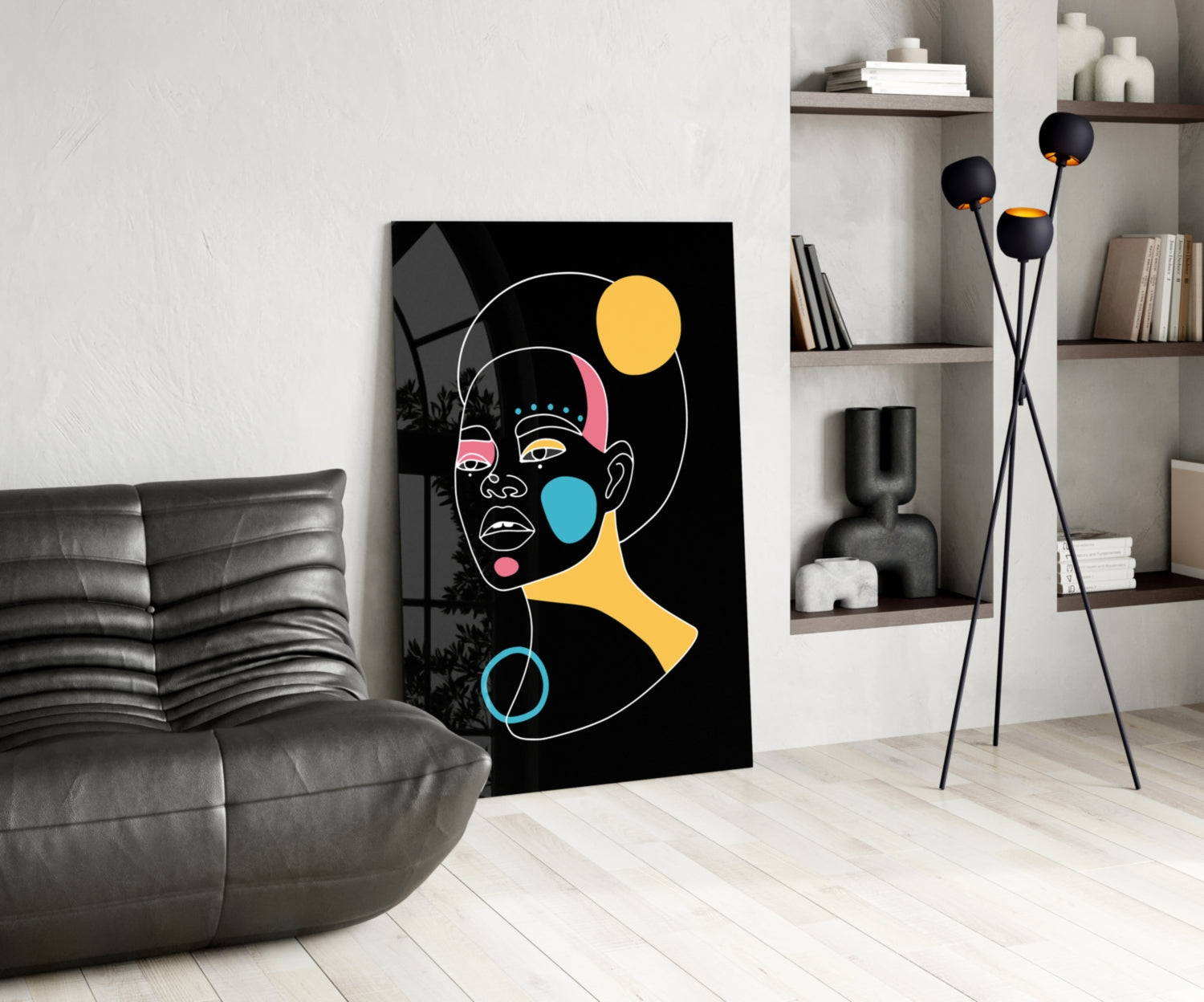Abstract Colorful Portrait Glass Wall Art.