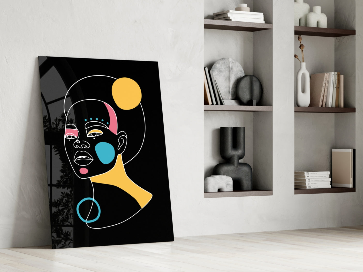 Abstract Colorful Portrait Glass Wall Art.