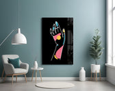 Abstract Colorful Hand glass wall art styled above a vanity in a powder room