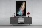 Colorful Fern panel catching gallery light to reveal its bold contour
