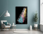 Colorful Fern glass wall art styled above a vanity in a powder room