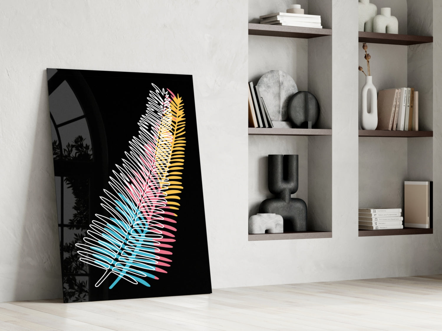 Colorful Fern Glass Wall Art.