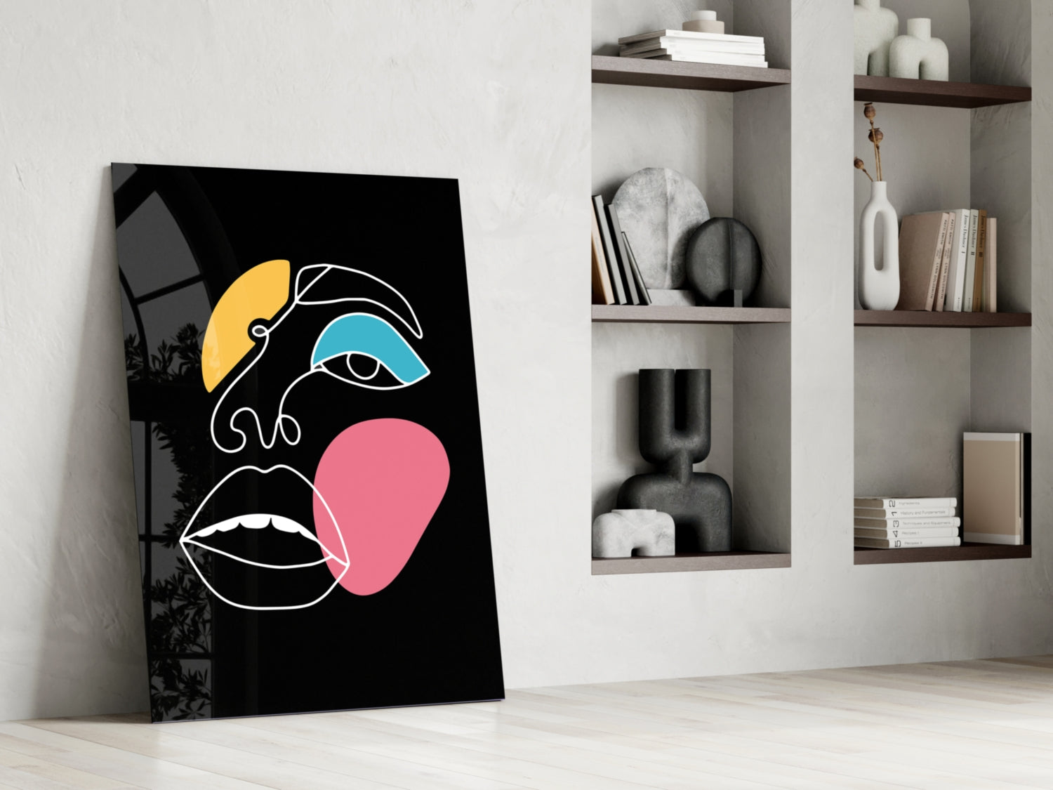 Abstract Colorful Face Glass Wall Art.