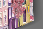 Fairy Tale City artwork anchoring a wall with dreamy cheerful palette