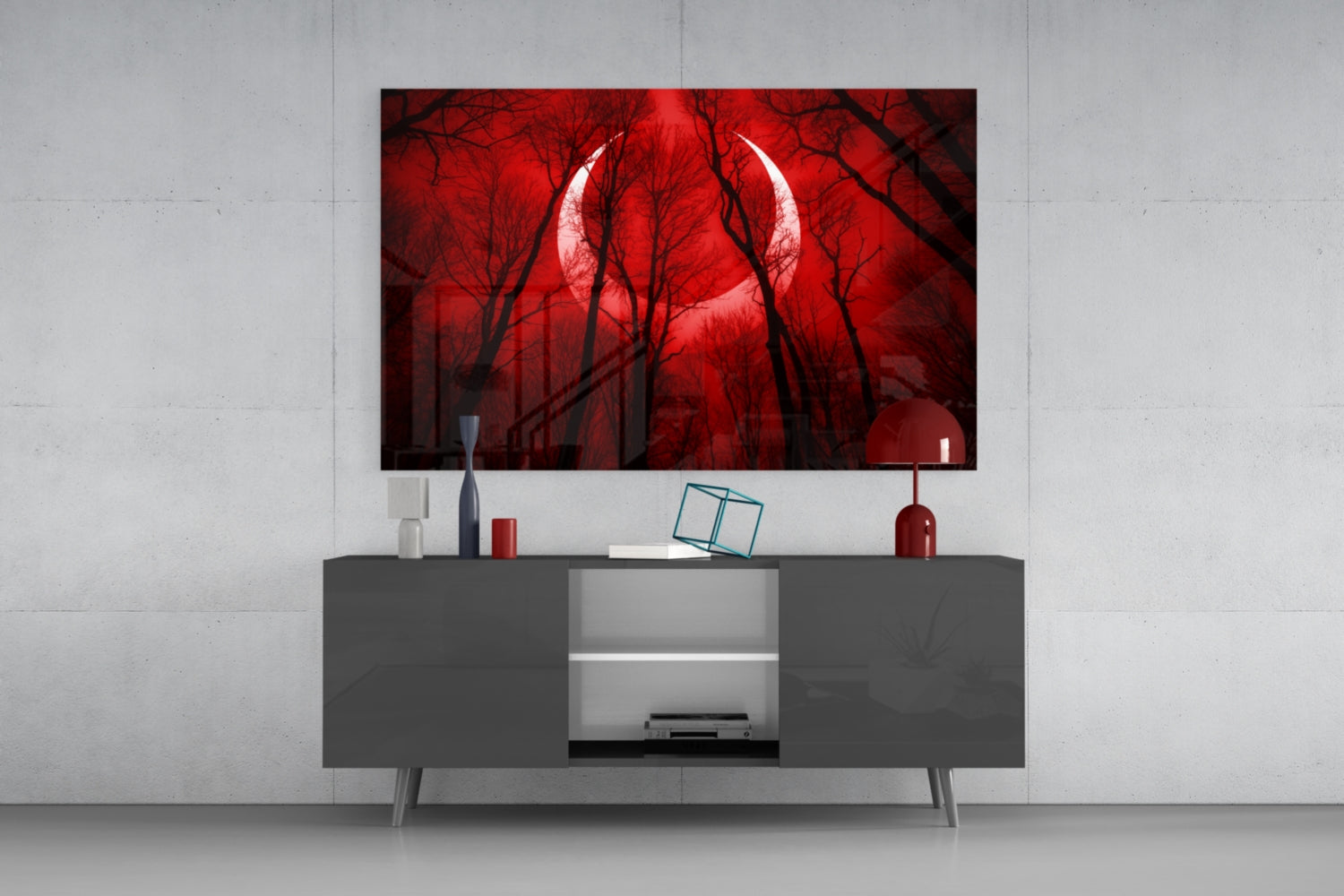 Red Sky Glass Wall Art.