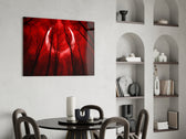 Red Sky panel adding cinematic pulse to a media room