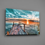 Sunset-dock panel bringing cinematic warmth to a contemporary living space