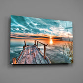 Sunset-dock panel bringing cinematic warmth to a contemporary living space