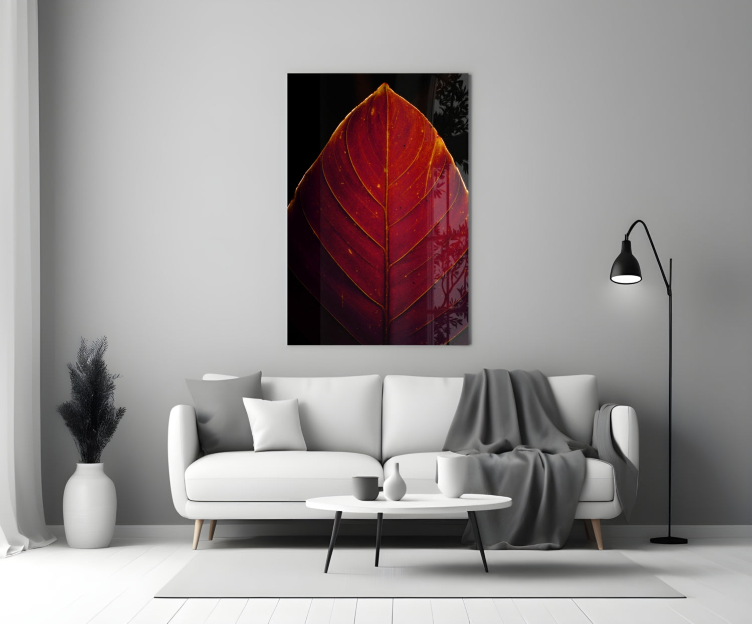 Red Leaf Glass Wall Art.