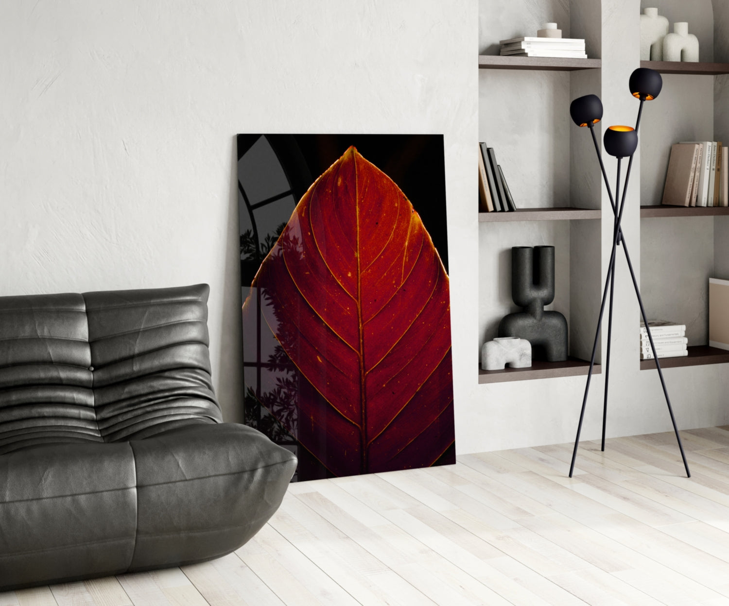 Red Leaf Glass Wall Art.