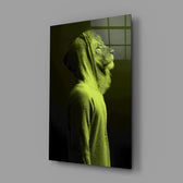 Lime-lion panel bringing surreal contemplation to a contemporary living space
