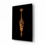 Giraffe glass wall art displayed above a console in a designer interior