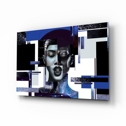 Effect Woman glass wall art displayed above a console in a designer interior