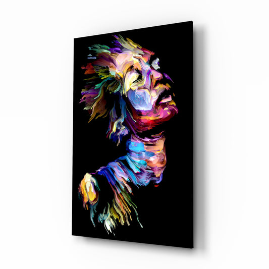 Effect Woman glass wall art displayed above a console in a designer interior