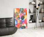 Watercolor panel adding romantic spark to a powder room