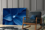 Macro Flower glass print enhancing a bedroom with serene drama