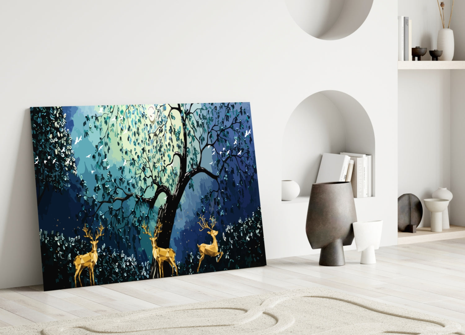 Golden Deers Glass Wall Art.