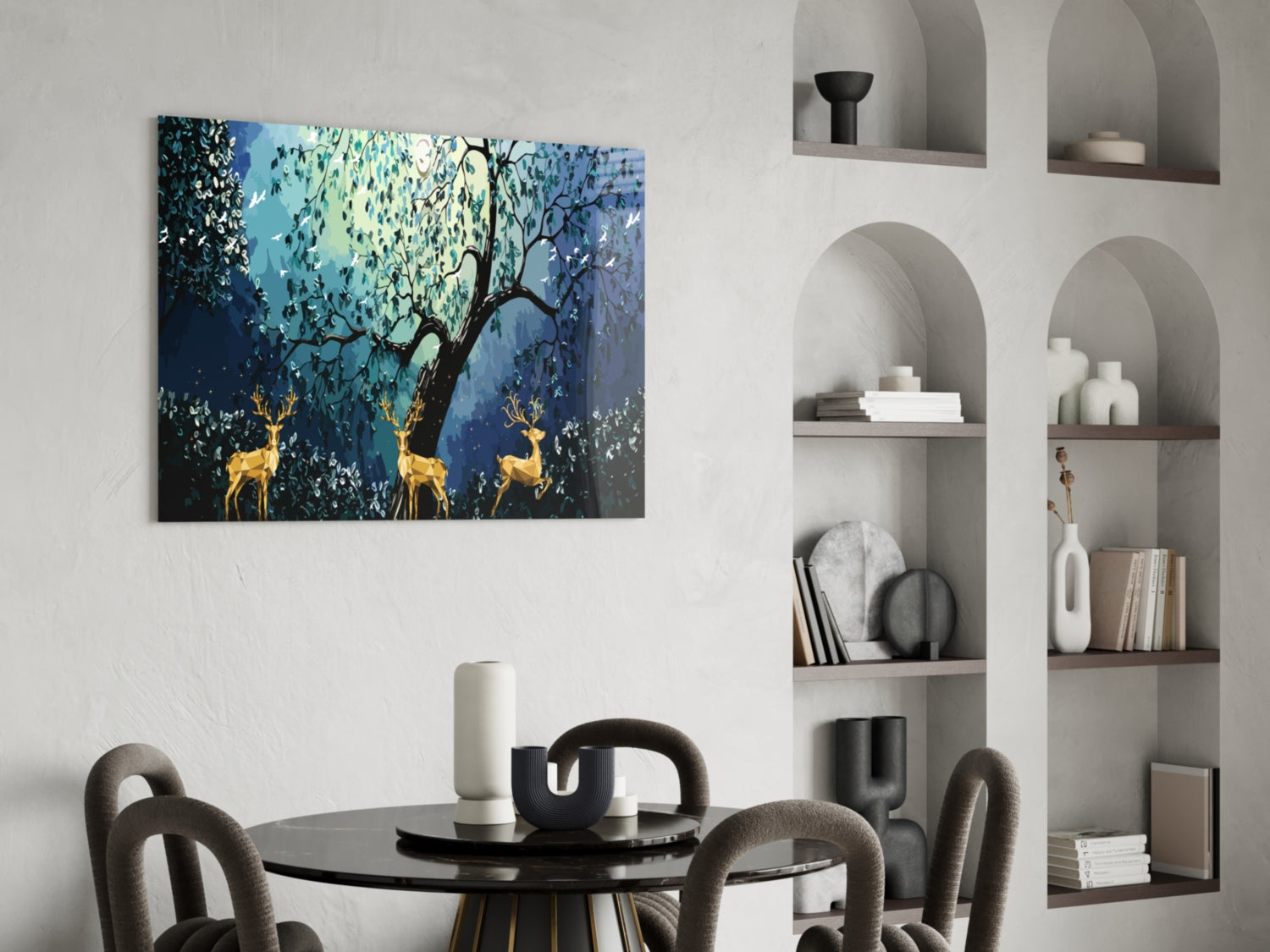 Golden Deers Glass Wall Art.