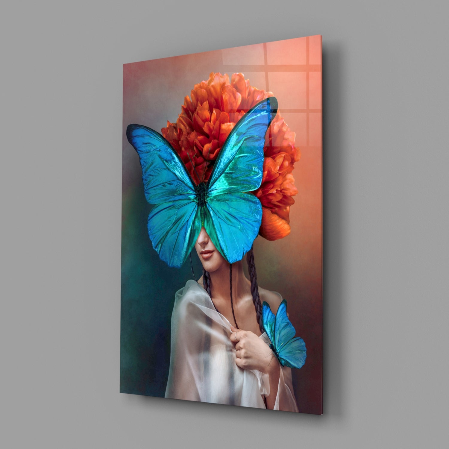 Butterfly Woman Glass Wall Art.