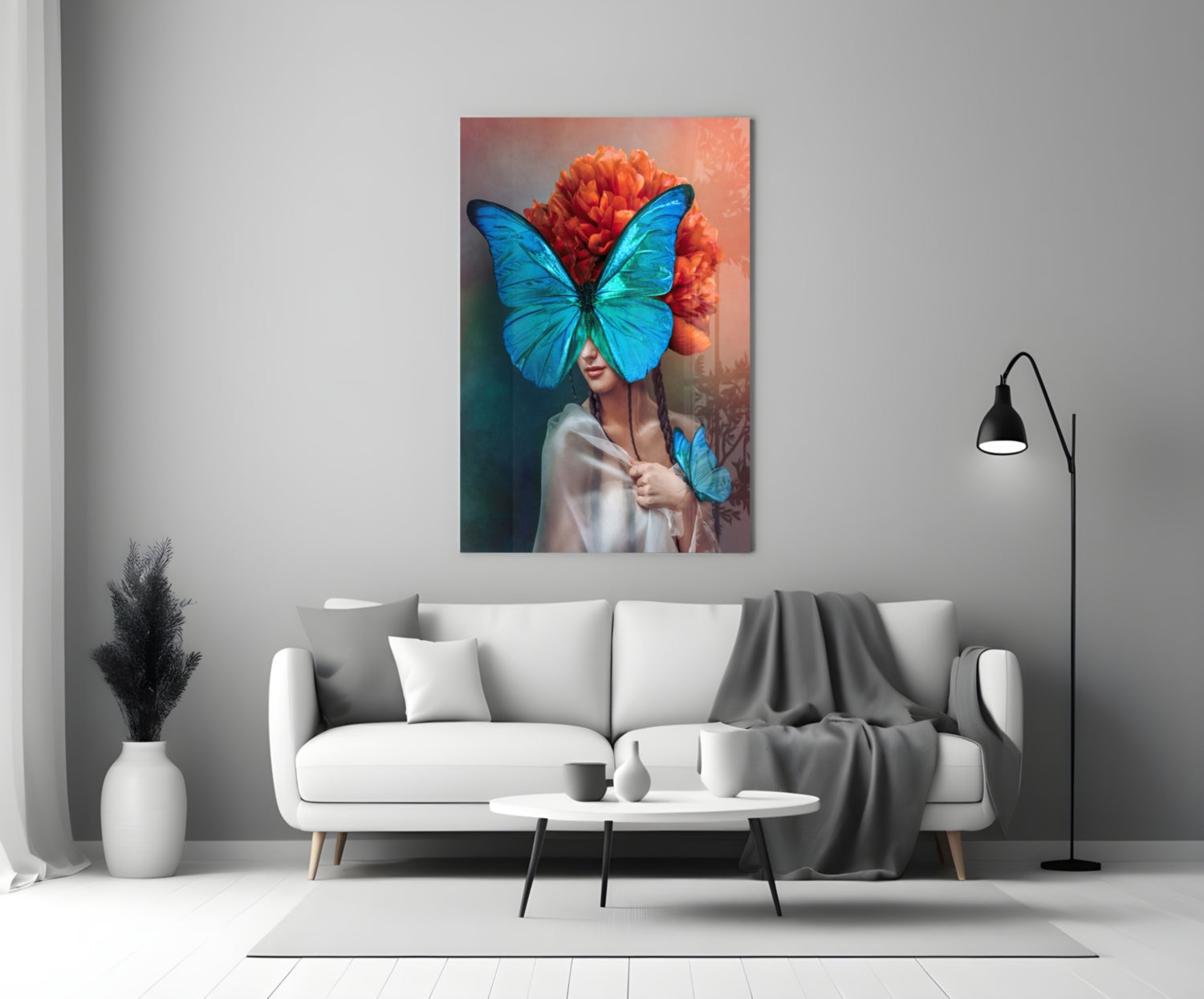 Butterfly Woman Glass Wall Art.