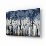 Vases and Trees glass wall art displayed above a console in a designer interior