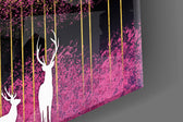 Birds and Deers artwork anchoring a wall with bold mystical palette