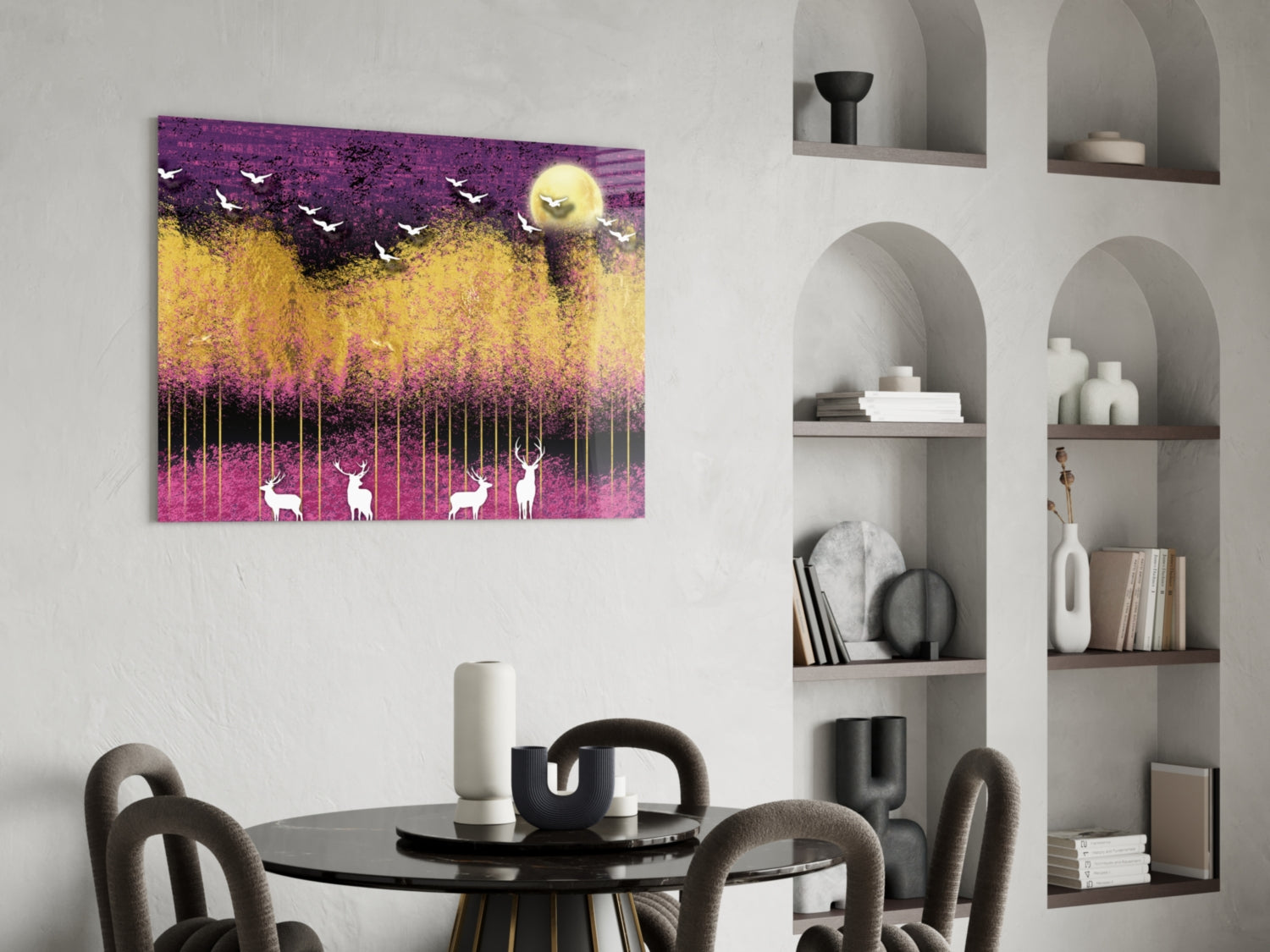 Birds and Deers Glass Wall Art.