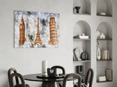 Famous Towers panel adding statement focal point to a foyer