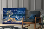 Magic Deer glass print enhancing a bedroom with serene wonder