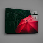 Scarlet-umbrella panel bringing romantic spark to a contemporary living space