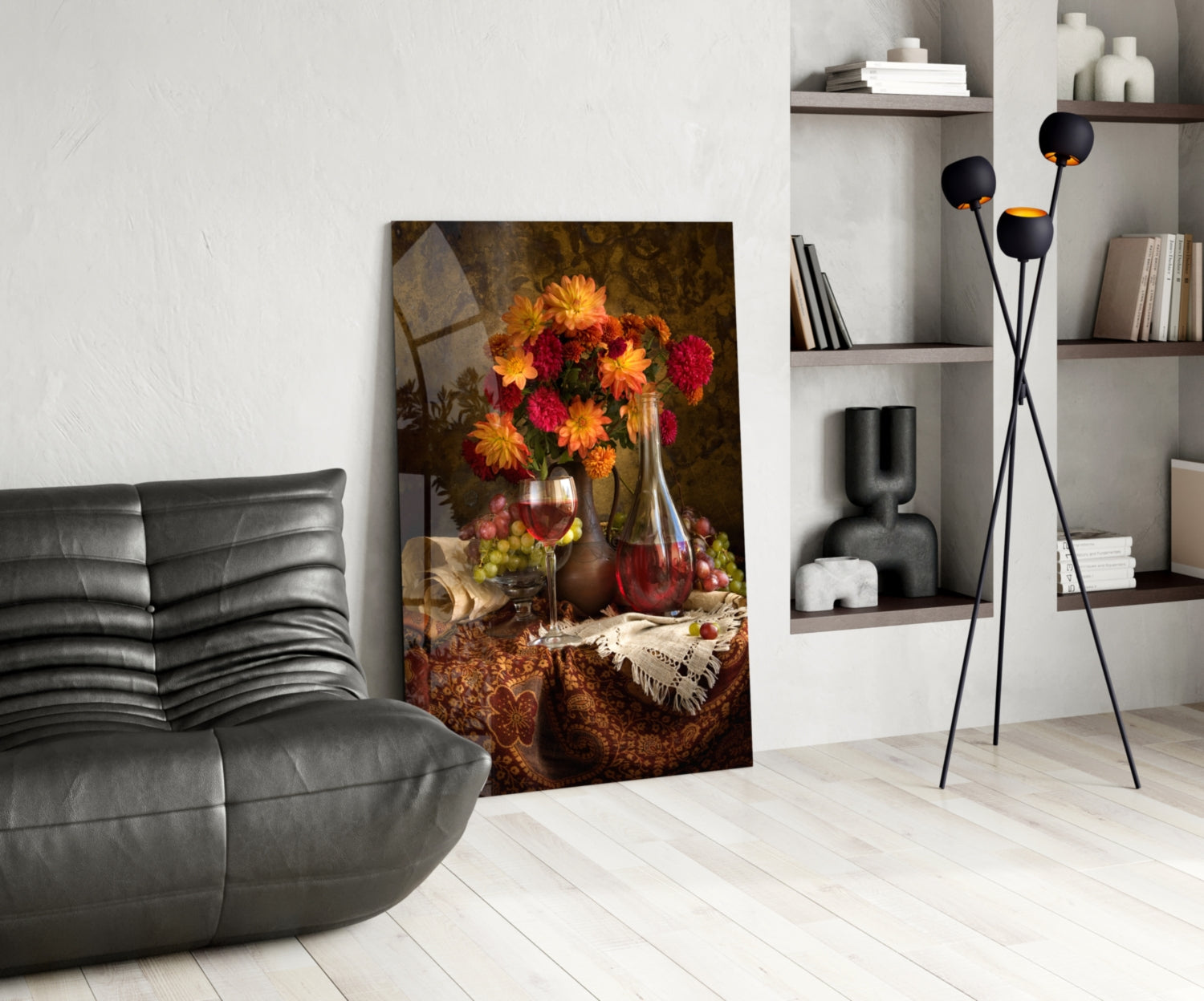 Chalice and Flowers Glass Wall Art.