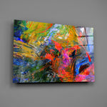 Rainbow-splatter panel bringing kinetic energy to a contemporary living space