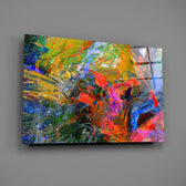 Rainbow-splatter panel bringing kinetic energy to a contemporary living space