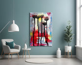 Flower Silhouettes glass wall art styled above a desk in an introspective study