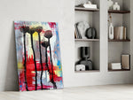 Flower Silhouettes glass print enhancing a foyer with painterly drama