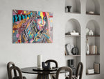 Shh Woman panel adding street-art mood to a man-cave