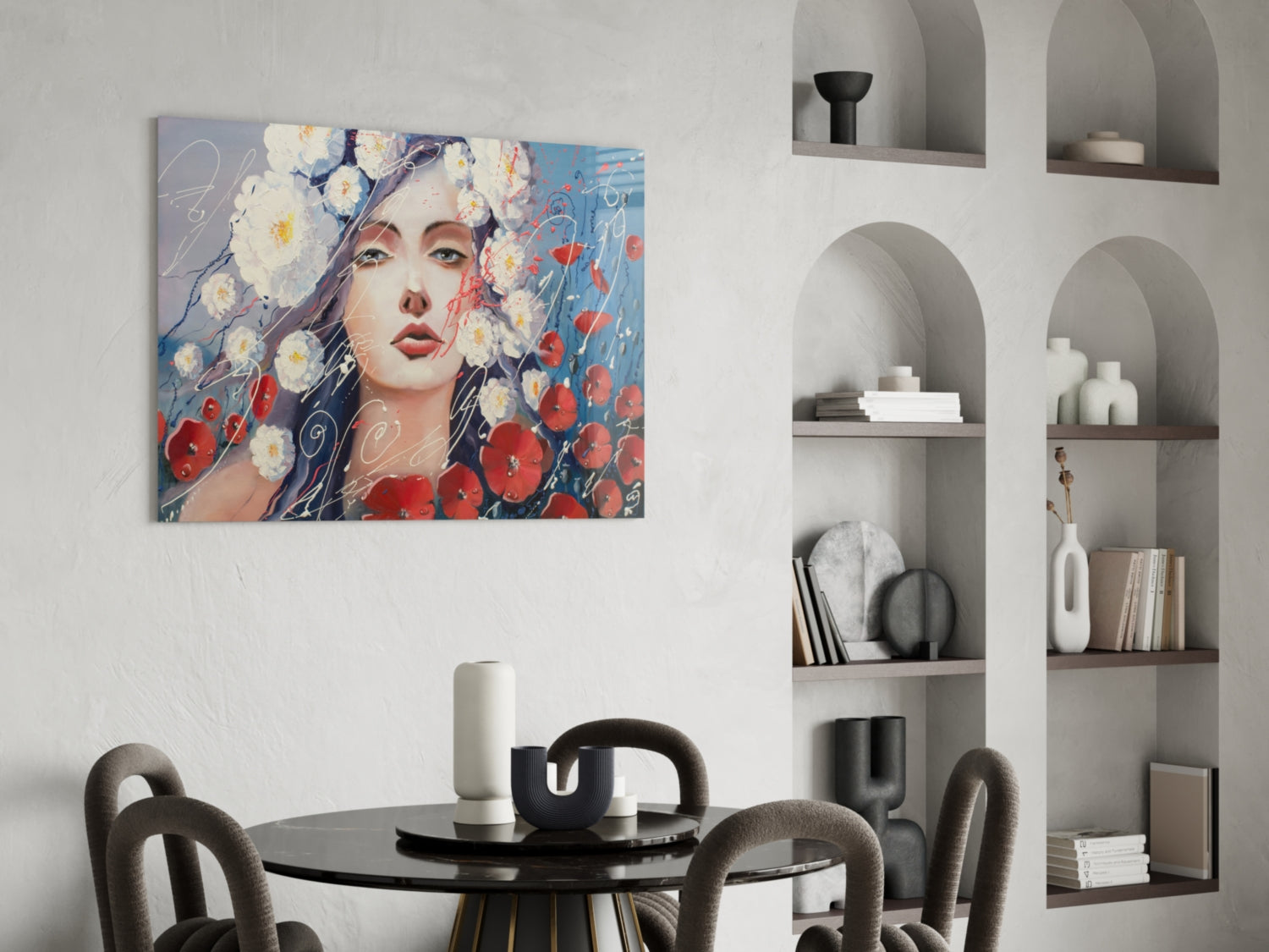 Women and Flowers Glass Wall Art.