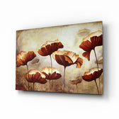 Poppy glass wall art displayed above a console in a designer interior