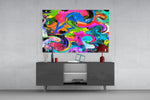 Ebruli panel catching gallery light to reveal its painterly chaos