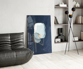 Abstract Blue panel adding serene drama to a bedroom