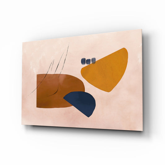 Abstract Brown glass wall art displayed above a console in a designer interior