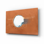 Abstract Cinnamon glass wall art displayed above a console in a designer interior