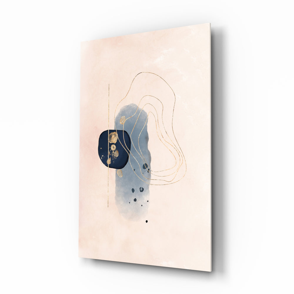 Abstract Beige glass wall art displayed above a console in a designer interior