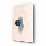 Abstract Beige glass wall art displayed above a console in a designer interior