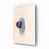 Abstract Beige glass wall art displayed above a console in a designer interior