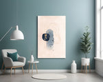 Abstract Beige glass wall art styled above a bed in a serene bedroom